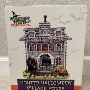 Vintage Halloween SPOOKYSIDE ESTATES Lighted Village  Haunted House Cute